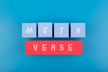 Metaverse modern minimal concept in blue and red colors