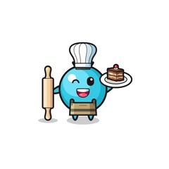 blueberry as pastry chef mascot hold rolling pin
