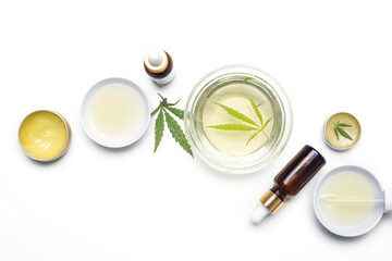 Medical marijuana. Cosmetics and tinctures with CBD oil.	