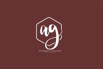 A G AG logo, Initial lettering handwriting or handwritten for identity. Logo with signature and hand drawn style.