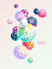 Christmas 3D balls. Bright light background.
