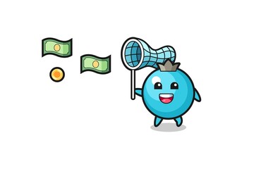 illustration of the blueberry catching flying money