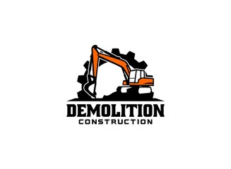 Excavator logo vector for construction company. Vehicle equipment template vector illustration for your brand.