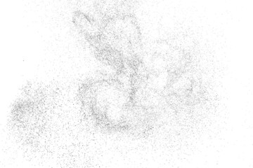 Distressed black texture. Dark grainy texture on white background. Dust overlay textured. Grain noise particles. Rusted white effect. Grunge design elements. Vector illustration, EPS 10.