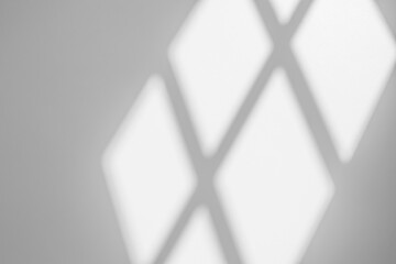 Gray window shadow and light blur abstract background on white wall, shadow overlay effect