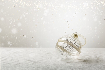 Christmas decoration with balls and snow