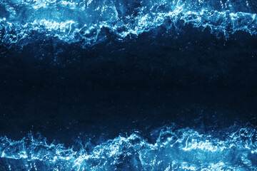 beautiful dark blue background, bright splashes of water, surf, waves - Powered by Adobe