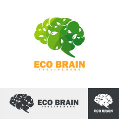Eco brain logo vector illustration. This design is based on the concept of leaves and brains with an attractive and modern shape. Full color
