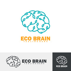 Eco brain logo vector illustration. This design is based on the concept of leaves and brains with an attractive and modern shape