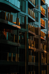 Narrow streets of the Rotermann quarter in Tallinn, Estonia. Urban cityscape with restaurants and shops all around