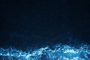 beautiful dark blue background, bright splashes of water, surf, waves