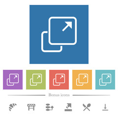 Extend element outline flat white icons in square backgrounds