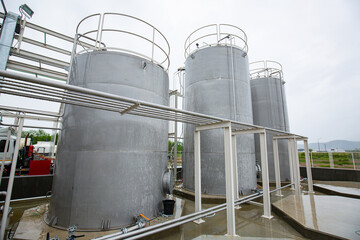 Stainless steel tank farm silos in the chemical .