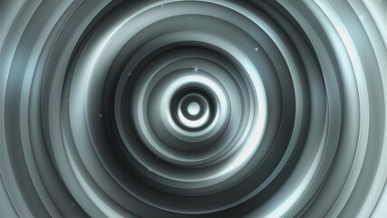Metal background with shiny tunnel of circles and particle