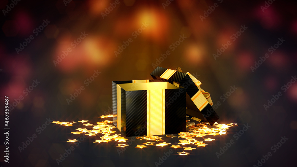 Poster gift box for cyber monday giveaway on soft focus background - object 3d rendering