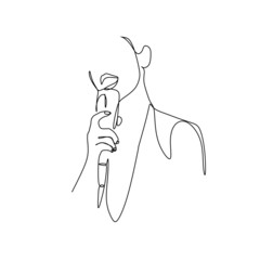 continuous drawing of a single line silhouette of a woman with a microphone in her hand in a minimalist style