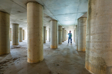 Working male inspection pole underground of tank equipment tunnel