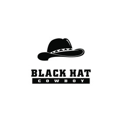 Black and white cowboy hat logo design