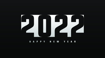 2022 happy new year modern creative minimalist sign, banner, design concept, social media post with light text on a dark abstract background 