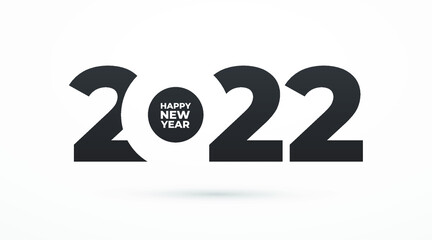 2022 happy new year modern creative minimalist banner, sign, design concept, social media post, template with dark text on a light abstract background 