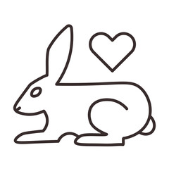 Not tested on animals cruelty free rabbit love bunny heart vector sign symbol design illustration art 