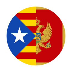 round icon with montenegro and catalan flags. vector illustration isolated on white background	