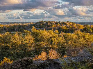 Clouds over the forrest in the fall