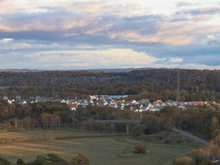 landscape in the mountains with a village