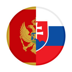 round icon with montenegro and slovakia flags. vector illustration isolated on white background	 - obrazy, fototapety, plakaty