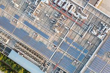 solar panels on factory rooftop