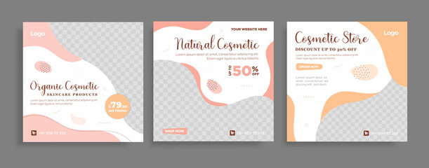 Beauty cosmetic social media template post design collection