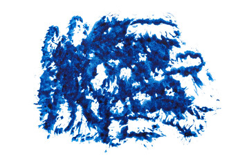 blue abstract watercolor paint brush stroke texture isolated on white background for logo and...