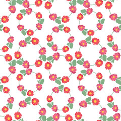 Seamless pattern of wreaths red decorative gerbera flowers