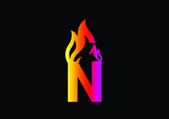 Fire N Letter Logo And Icon Design Template