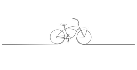 continuous single line classic bicycle, line art vector illustration