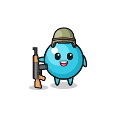 cute blueberry mascot as a soldier