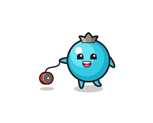 cartoon of cute blueberry playing a yoyo
