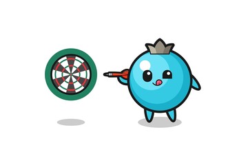 cute blueberry is playing dart