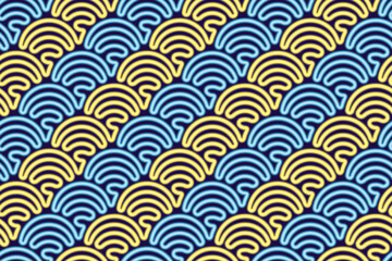 Neon Big City Lights - Seamless Palm Tree Vector Pattern