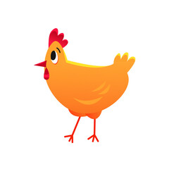 Chicken isolated on white background. Clip art. Vector illustration in a flat style. 