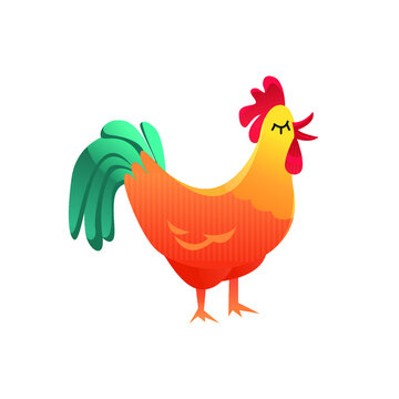 Rooster isolated on white background. Vector illustration in a flat style. Clip art. 