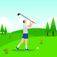 Playing golf activity vector design illustration