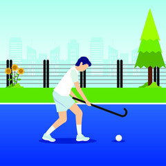 Hockey playing activity vector design illustration