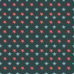 Abstract seamless pattern with stars in row vector