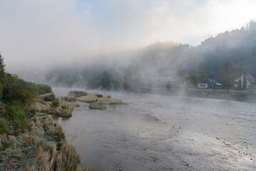 Morning fog over the Dunajec River