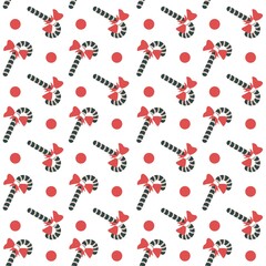 Xmas candy sticks with ribbon bows seamless vector