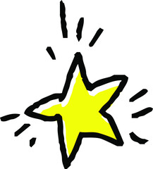 子供が描いたキラキラ輝くお星さまのかわいい落書き 
