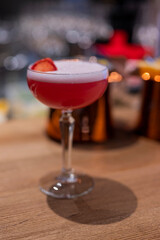 delicious drink alcoholic cocktail red on the bar