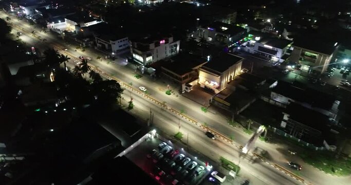Night Aerial drone, victorial island, lagos nigeria