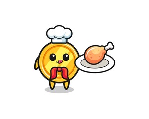 Fototapeta premium medal fried chicken chef cartoon character